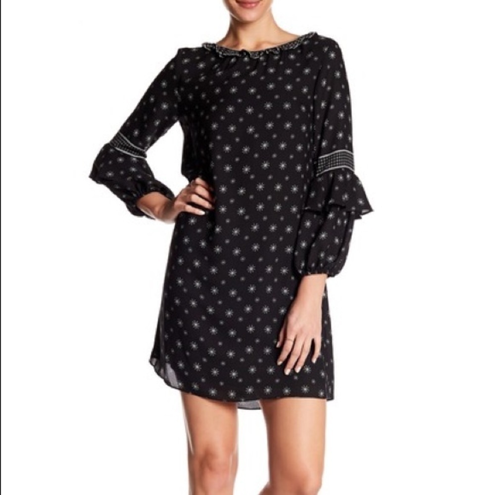 Max Studio Ruffle Keyhole Crepe Shift Dress Small
